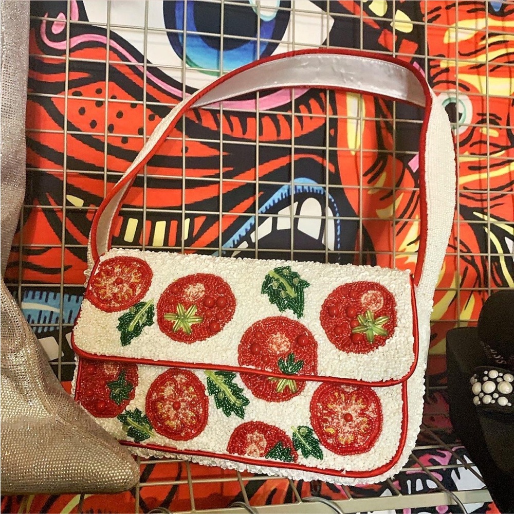 Beaded Bag Viral Tomato Patterned Red and White Women's Bag NWT summer purse